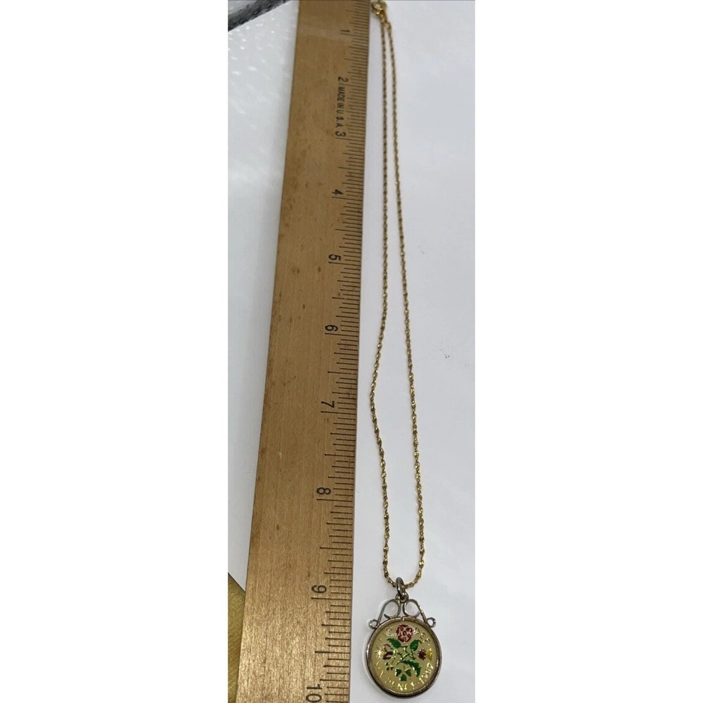 Enameled Glass Covered 1967 Sixpence 1962 Golden Hind Half‎ Penny 18" Necklace - Picture 4 of 5